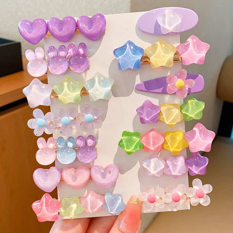 Picture of Children's Hairpin Batch Girl Candy Color Star Love Hairpin Bangs Side Clip Broken Hairpin Baby One-word Clip