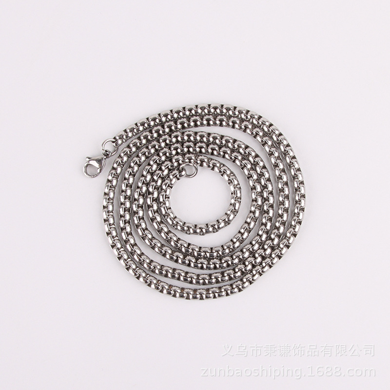 Picture of Square Pearl Necklace Titanium Steel Square Combination Chain Stainless Steel Chain Corn Ornament Chain Men's DIY Accessories European and American