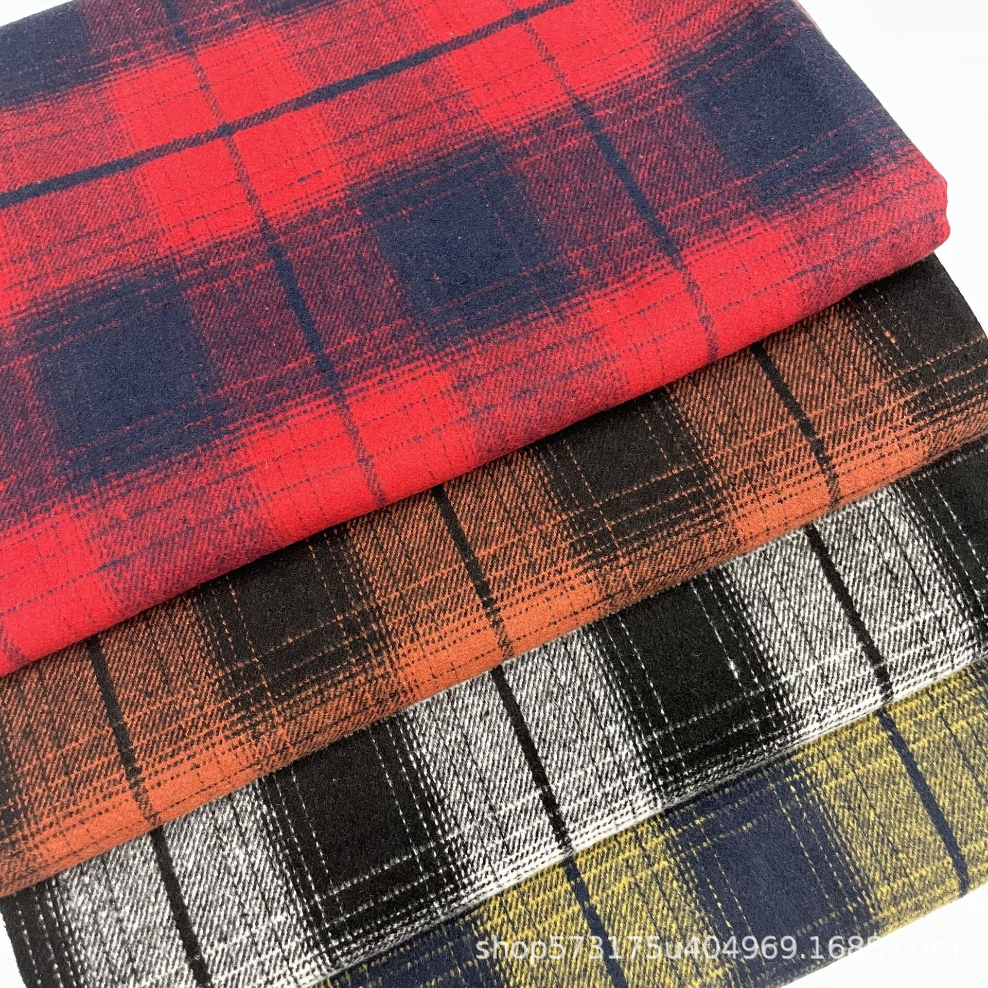 Flannel padded tweed coat coat dress skirt pants fabric brushed yarn-dyed plaid