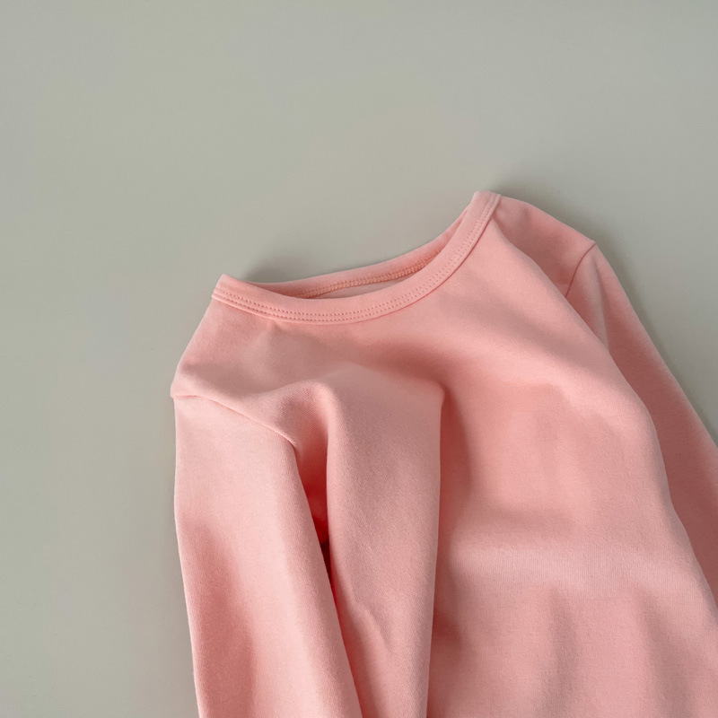 Picture of Children's Pure Cotton Thermal Underwear Boys' Bottoming Shirt Autumn and Winter Girls' Autumn Clothes Single-Piece Top Mid-Children's Half-High Collar Baby