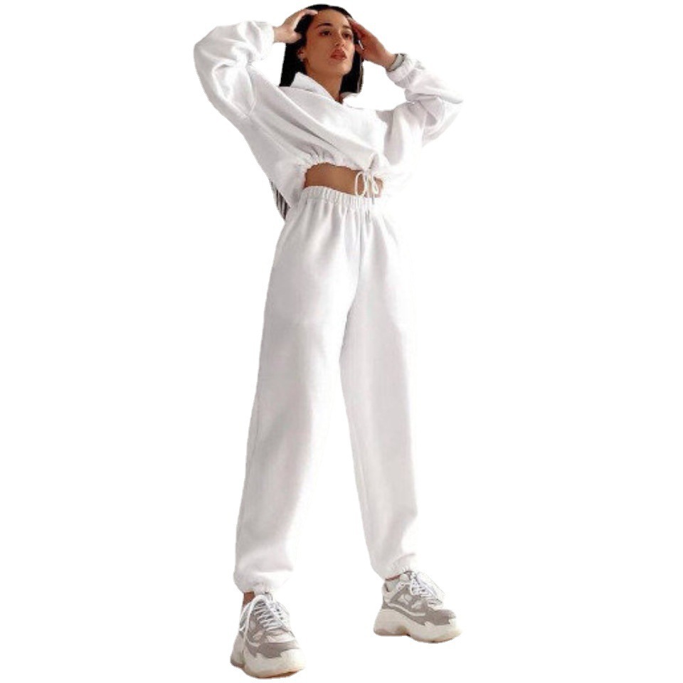 Picture of 2025 Spring and Autumn Hot Selling New Women's Clothing Amazon Fashion Solid Color Loose Zipper Stand Collar Sweatshirt Casual 2-Piece Set