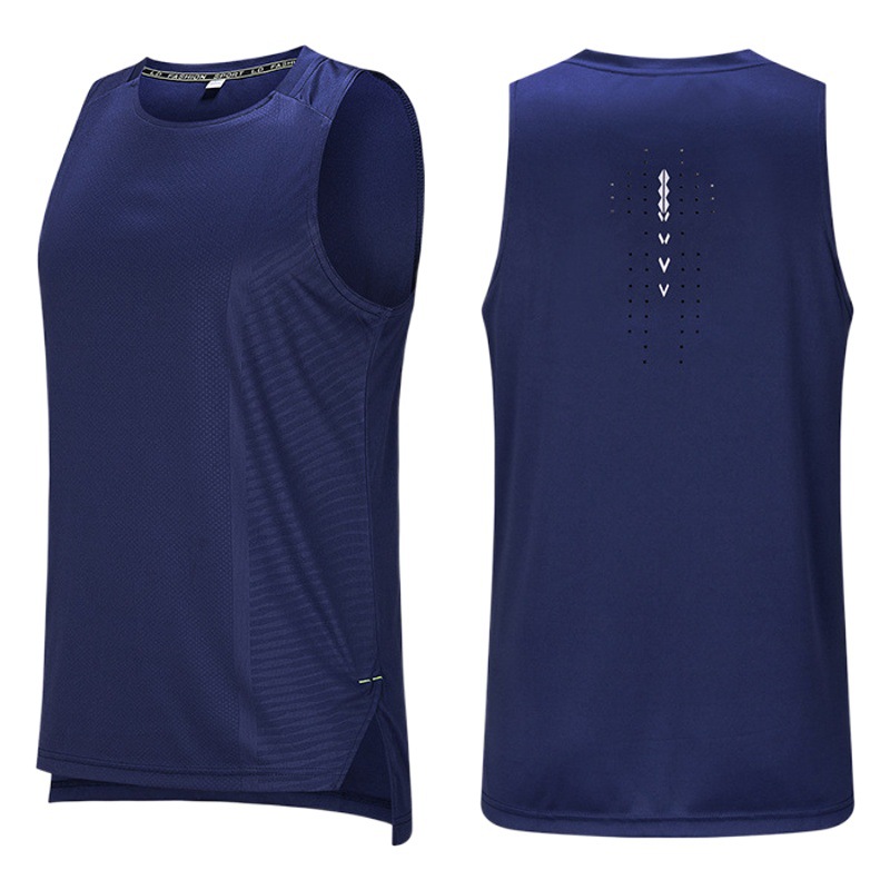 Summer Thin New Men's Sports Running Ice Silk Fitness Sweat-Absorbent Vest Seamless Sleeveless Quick-Drying Breathable and Comfortable