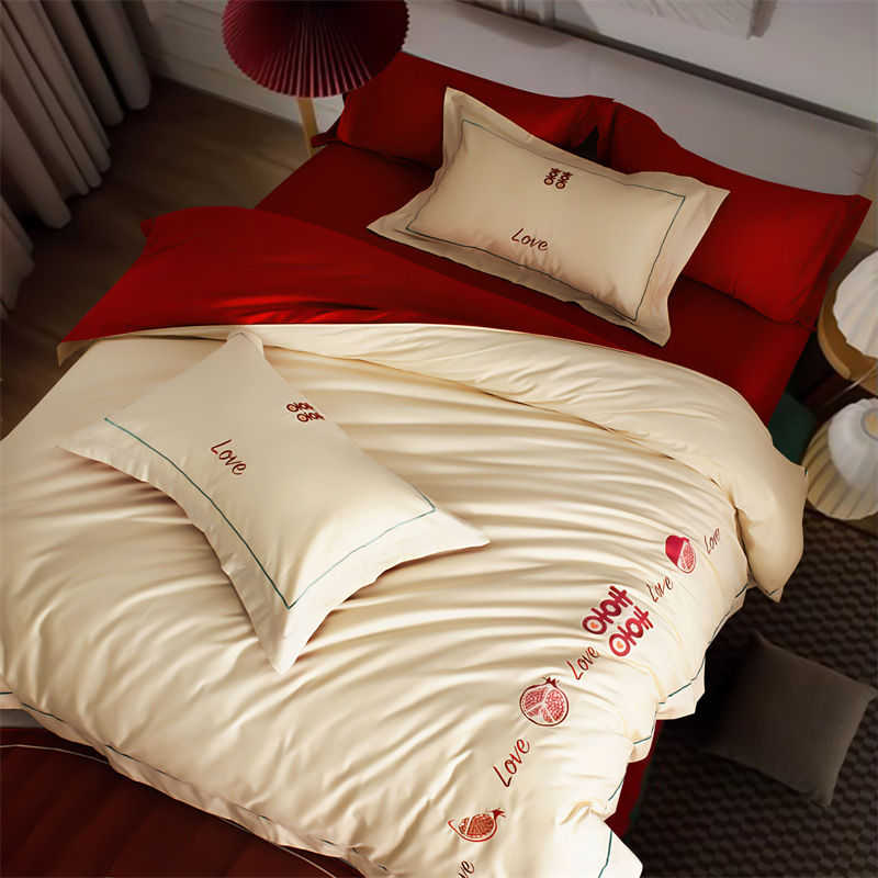 Picture of 100 long-staple cotton high-end new Chinese wedding cotton four-piece wedding cotton national tide red embroidery kit