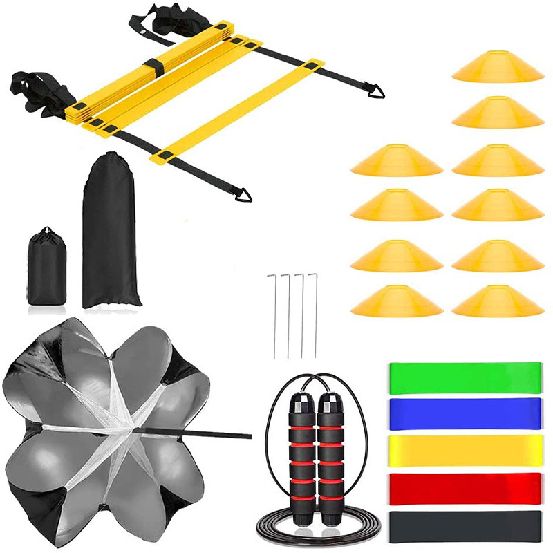 Cross-border Agile Ladder Set Football Training Set Agile Ladder Jumping Grid Ladder Rope Ladder Logo Plate Resistance Umbrella Set