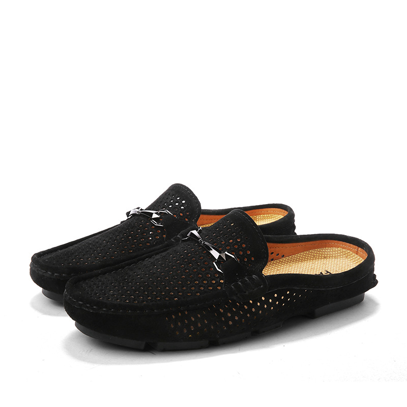 Spring men's shoes half drag Amazon independent station a generation of hair hole bean shoes low hollow lazy casual shoes