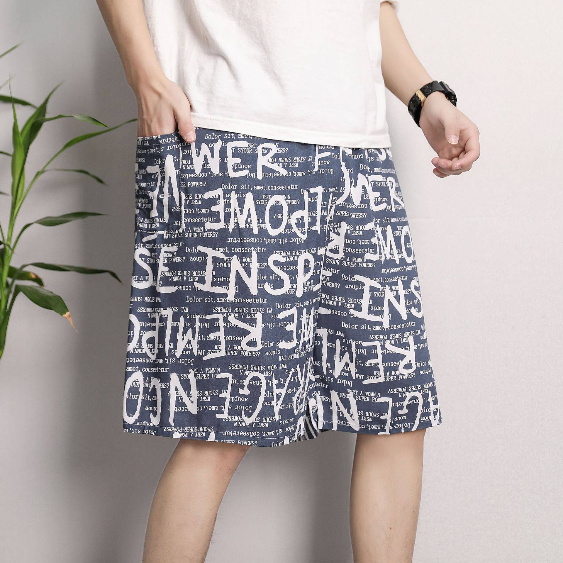 Picture of Cotton Silk Pajama Pants Men's Summer Thin Large Size Loose Shorts Casual Breathable Floral Pants Outer Wear Five-Point Beach Pants