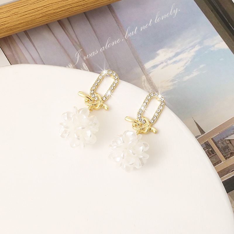 Silver Needle Internet celebrity light luxury fresh flower stud earrings high-grade versatile earrings niche sweet fashion style elegant earrings