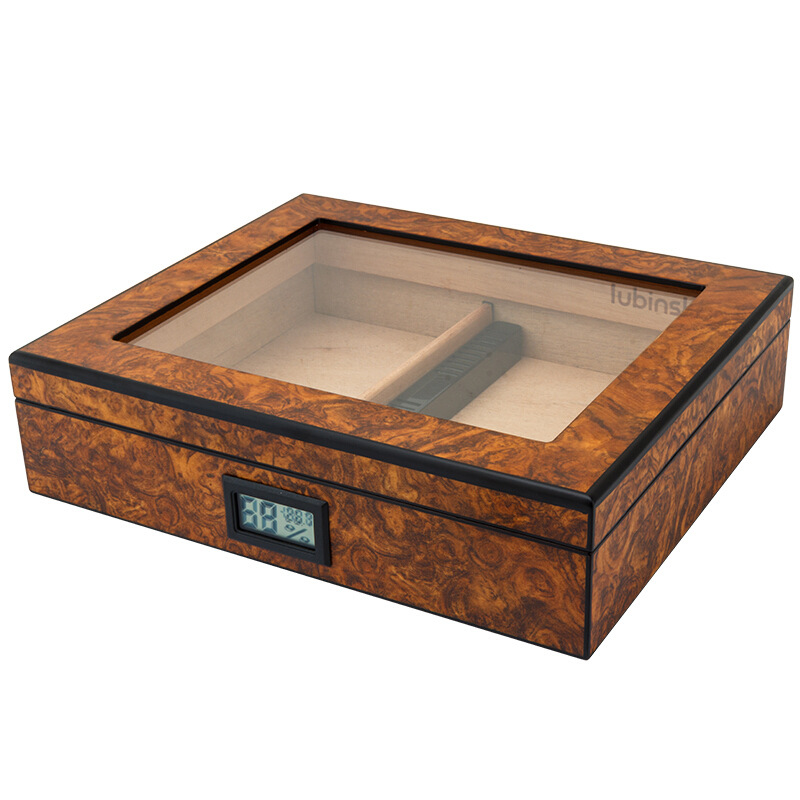 LUXFO cigar moisturizer portable atmospheric transparent window design cedar wood retro Rosewood grain