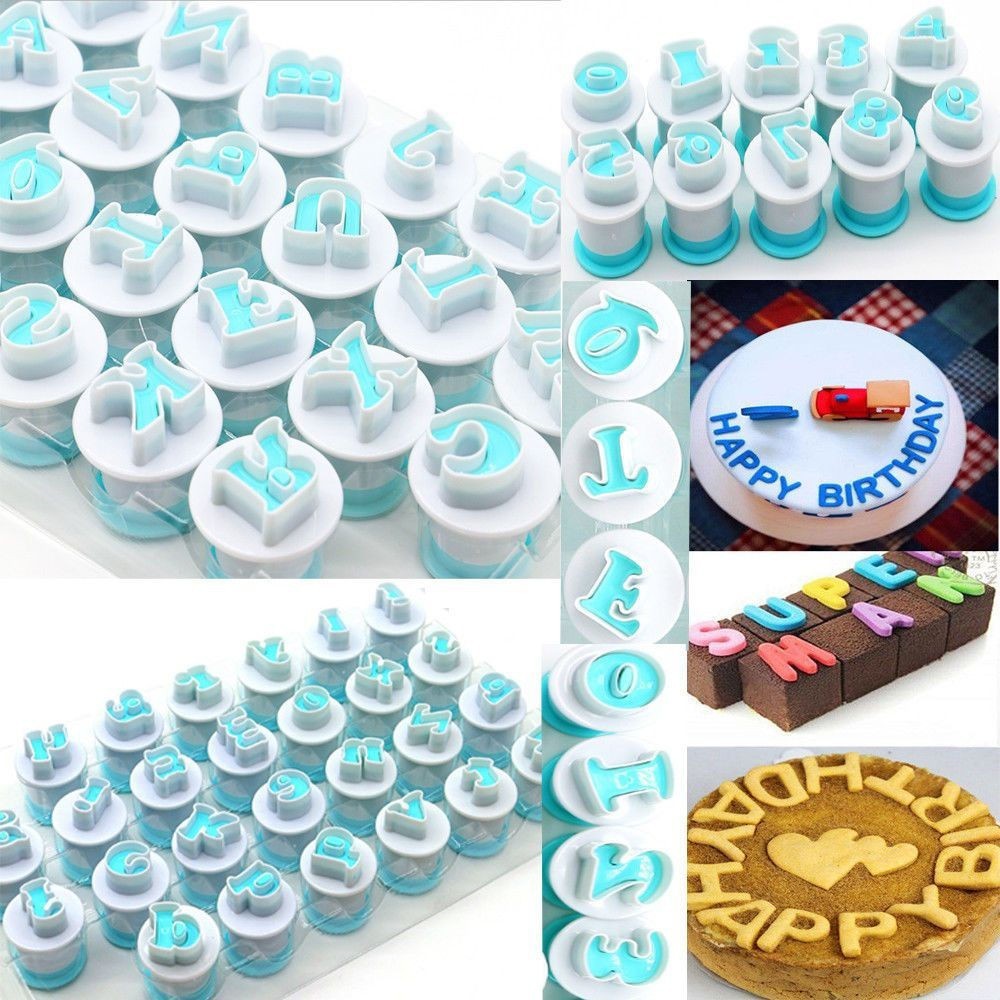DIY baking 36PCs upper and lower case alphanumeric spring flip sugar chocolate biscuit plastic printing mold