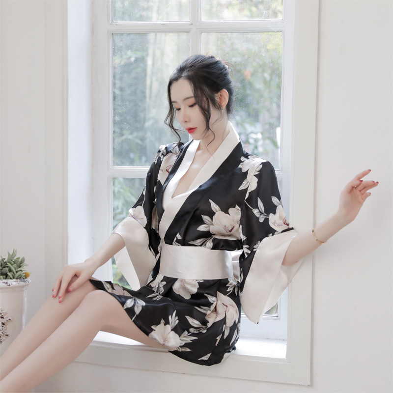 Shinoli 2020 New Style Sexy Underwear Large Size Printed Japanese Style Sexy Kimono Lace Temptation Suit Uniform