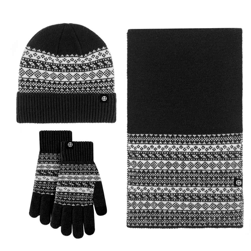 Picture of Winter New Product Japanese Style Knitted Gloves, Scarf and Hat Three-Piece Set Wool Warm and Cold-Proof Fur Ball Scarf Three-Piece Set