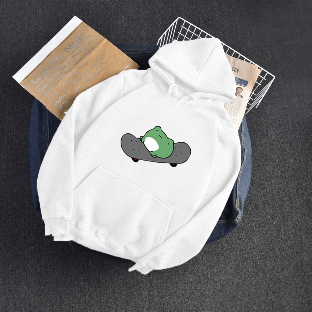 2021wish AliExpress cross-border autumn new ladies skateboard frog plus velvet loose sweater T-shirt