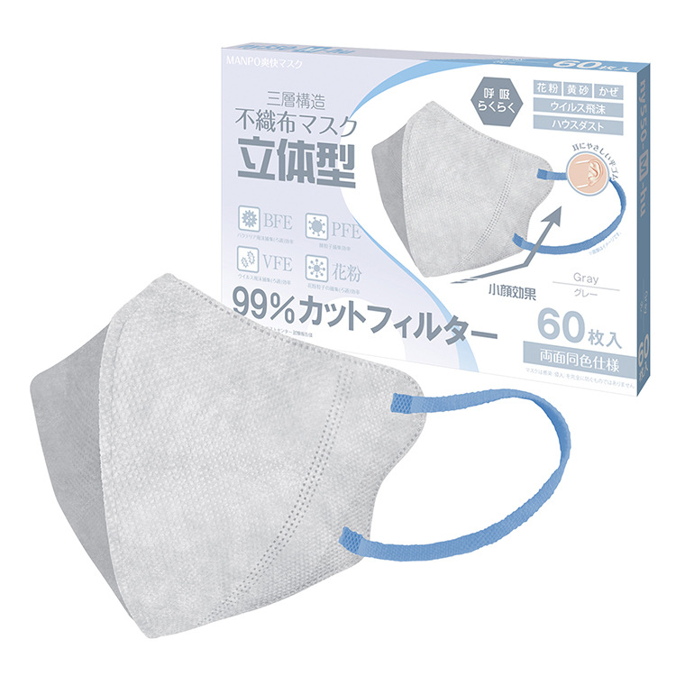 Picture of 3D Three-Dimensional High-Appearance Disposable Autumn Breathable Boxed Three-Layer Non-Tightening Full-Coverage Windproof Mask for Women