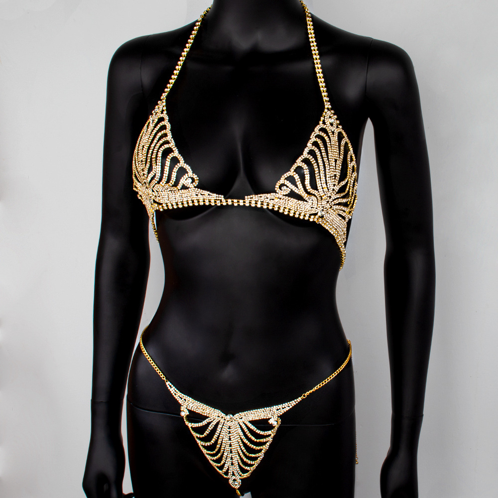 Picture of Europe and the United States cross-border accessories diamond underwear body chain sexy nightclub rhinestone chain bra thong suit jewelry