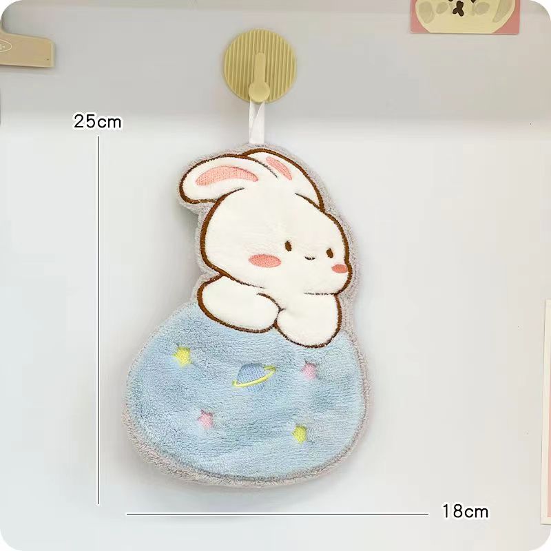 Picture of Cartoon Moon Rabbit Hand Towel Household Hanging Children's Hand Wipes Wholesale Absorbent Small Hand Towel Cute Cartoon Rag