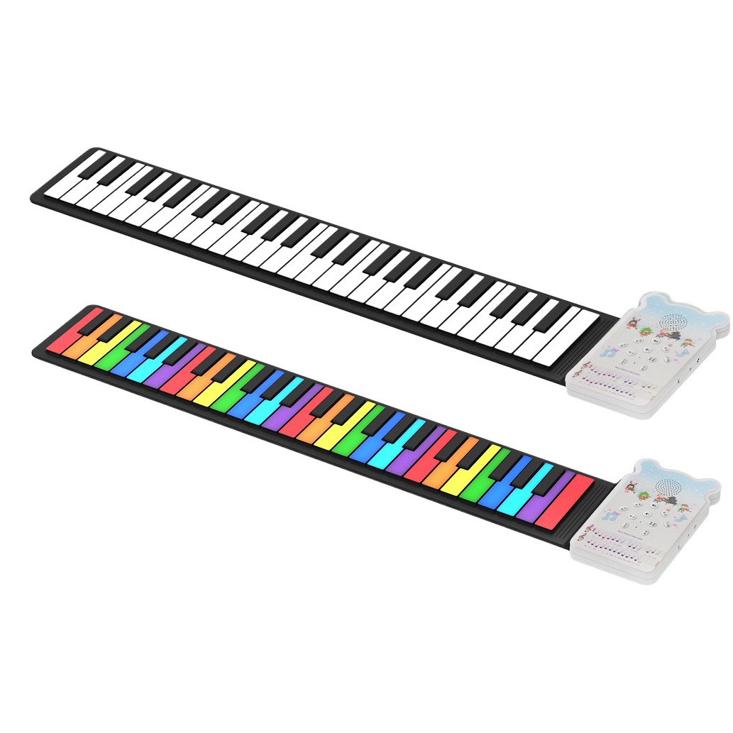 Picture of Hand-rolled piano 49-key children's electronic organ color rechargeable with audio speakers portable folding educational beginner version