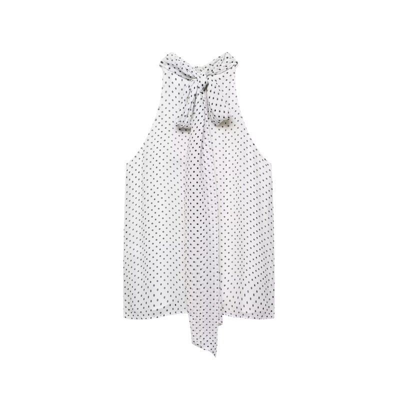 Saw Aliexpress Independent Station European and American Style Women's Fashion Sexy Hot Girl Polka Dot Halter Neck Top 5289054