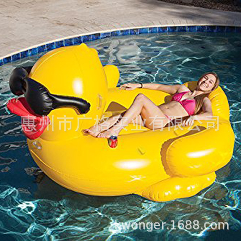 Factory spot inflatable yellow duck floating row mount outdoor summer swimming supplies PVC inflatable duck Mount floating bed