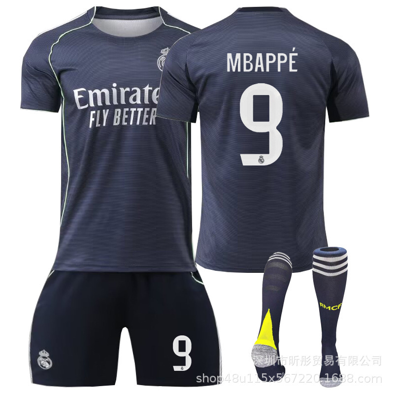 Football Training Uniform 2526 New Season Football Uniform Cross-Border Real Madrid Away Jersey No. 5 Belling No. 7 Vinicius