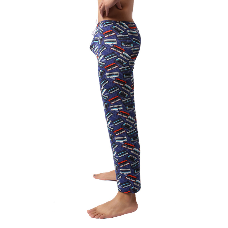 Picture of Factory wholesale fancaz men's trousers blue printed classic thin casual loose mid-waist pajama pants AliExpress