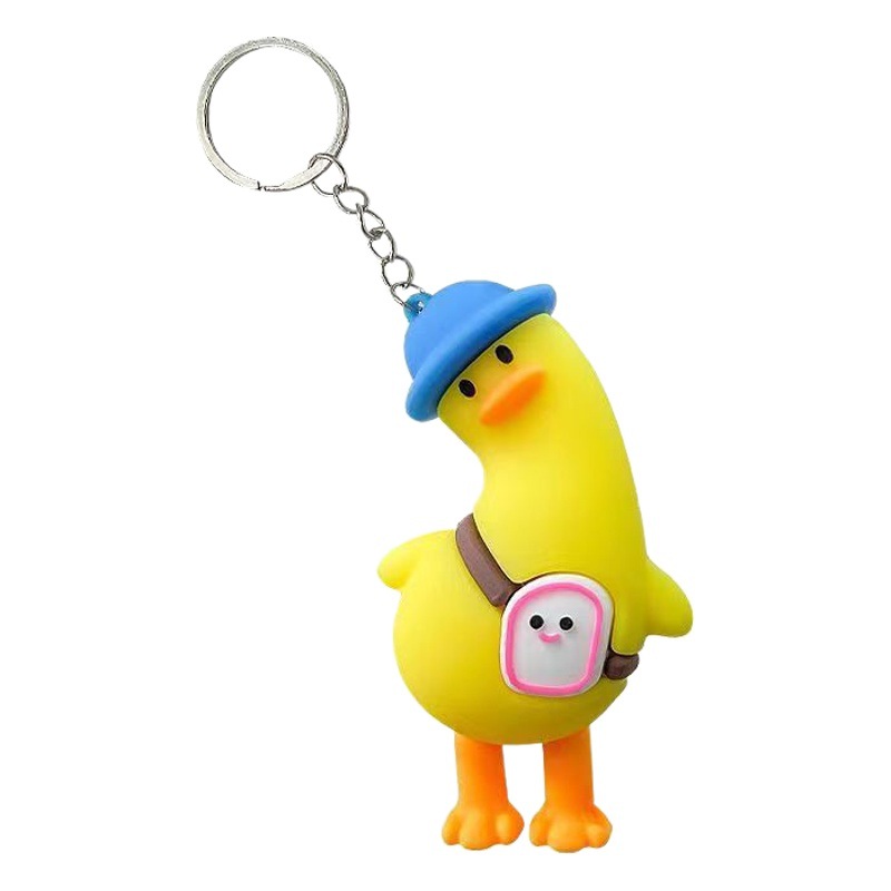 New cartoon crooked neck Duck Key Chain pendant bag to push small gifts