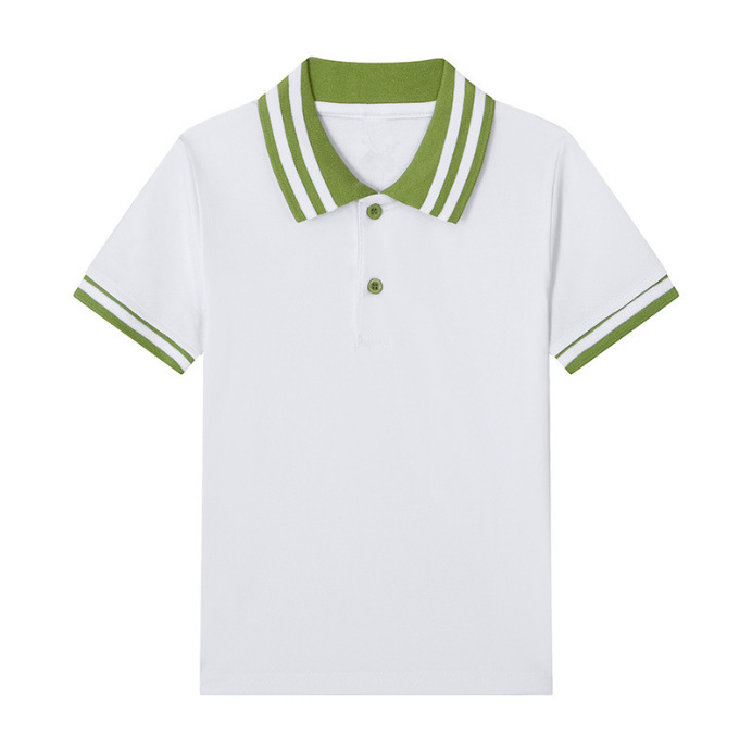 Picture of Summer Boys' Short-sleeved Polo Shirt School Uniform for Primary and Secondary School Students Children's White Lar T-shirt Girls' Graduation Class Dress