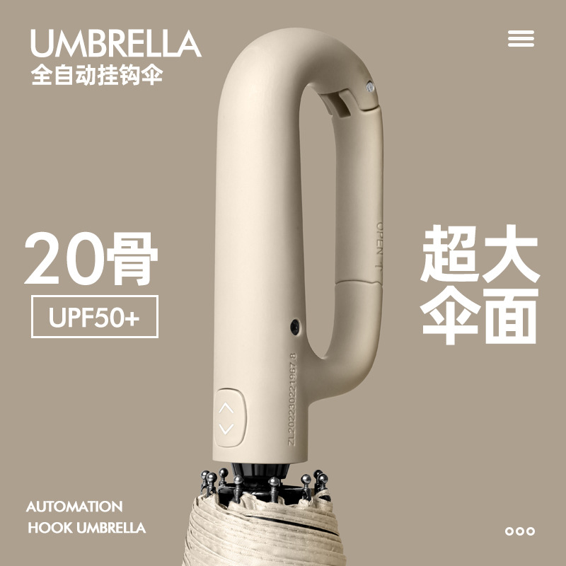Picture of Cross-Border Exclusive Automatic Folding Business Umbrella with Black Coating, 20 Ribs, Reinforced Double Ribs, Storm-Resistant
