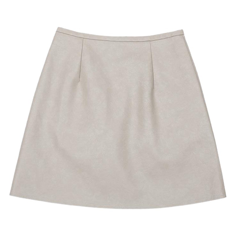 2023 autumn and winter New Anti-exposure pants PU leather skirt high waist slimming A- line skirt frosted matte leather skirt