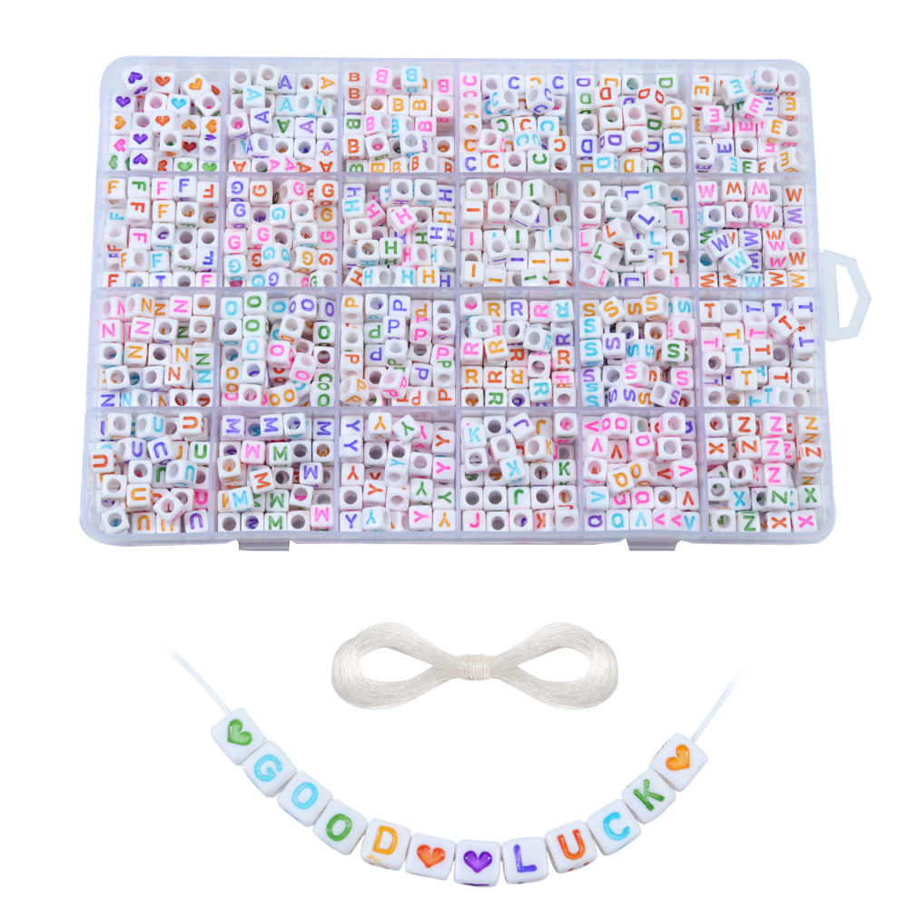 Picture of Amazon Hot Sale 24 Grid Multi Style Letter Beads Boxed Color Beads Handmade Set with Accessories diy Material