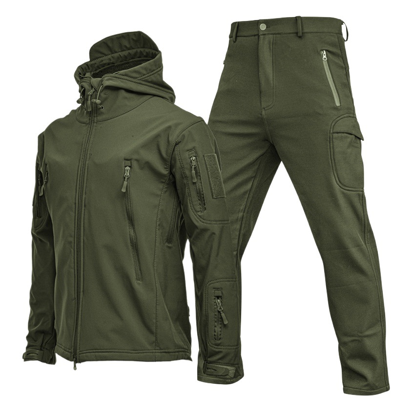 Factory for in stock cross-border shark skin soft shell warm windproof three-in-one men's outdoor breathable jacket jacket suit
