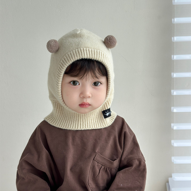 Children's Balafak Hat Autumn and Winter Western-style Double-ball Ear Hat Boys and Girls Baby Thickened Warm Wool Hat