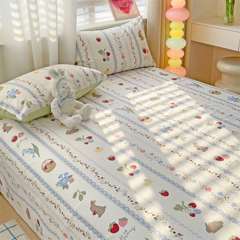 Ins style printing spring and summer new fresh cotton single double sheet single cotton 100 quilt single product