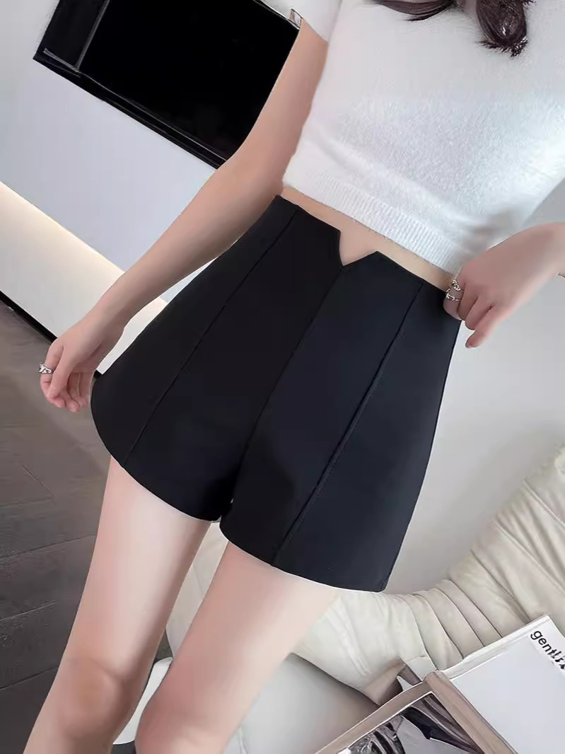 Black Suit Shorts for Women 2024 Summer Petite High-Waisted Slimming Korean Style A-Line Hot Pants That Make Legs Look Longer