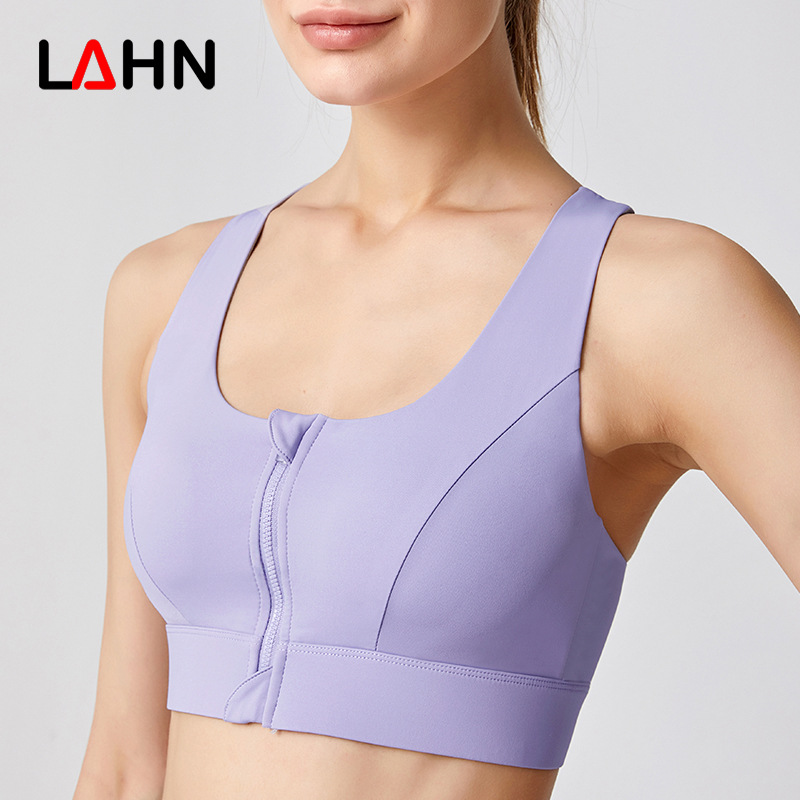 Lahn Big Breast Sports Bra Women's Push-Up Bubble Wrap High-Strength Anti-Sagging 100kg Zipper Yoga Bra