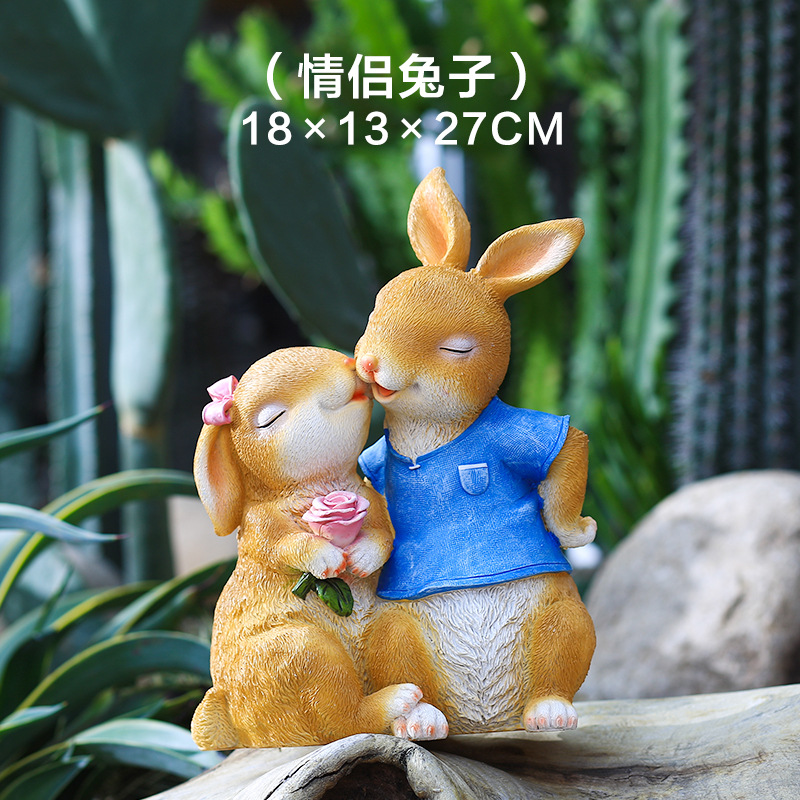 Picture of Garden Cartoon Couple Rabbit Koala Ornaments Outdoor Garden Courtyard Villa Farm Landscape Decoration Crafts