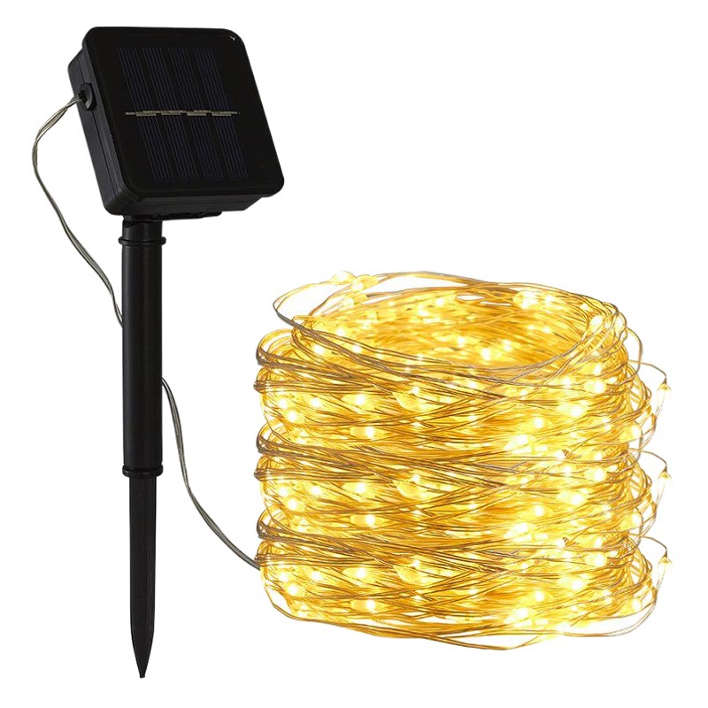 Solar outdoor copper wire lamp holiday decorative lamp LED string lamp courtyard atmosphere lamp room layout waterproof lamp strip