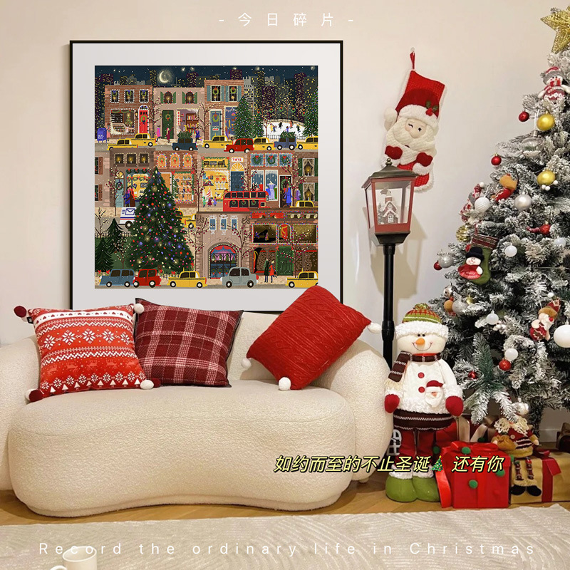 Picture of Christmas Winter Lamp Living Room Decoration Painting Ins Style Bedroom Bedside Hanging Painting Niche Art Artsy Warm Floor-To-Ceiling Painting