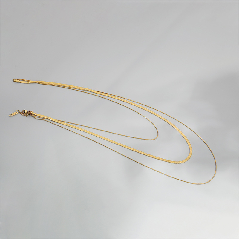 Picture of High-grade new multi-layer snake chain stacked necklace foreign trade European and American three-layer titanium steel TikTok live broadcast same LT232