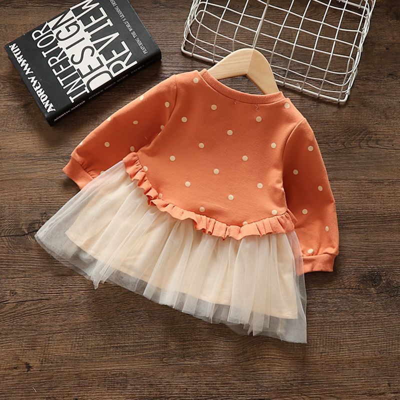 Picture of Girls' Dresses, Autumn Clothes, Baby Kidsren's Long-Sleeved Sweatshirt Dresses, New Style Gauze Skirts, Kidsren's Baby Girl Princess Dresses