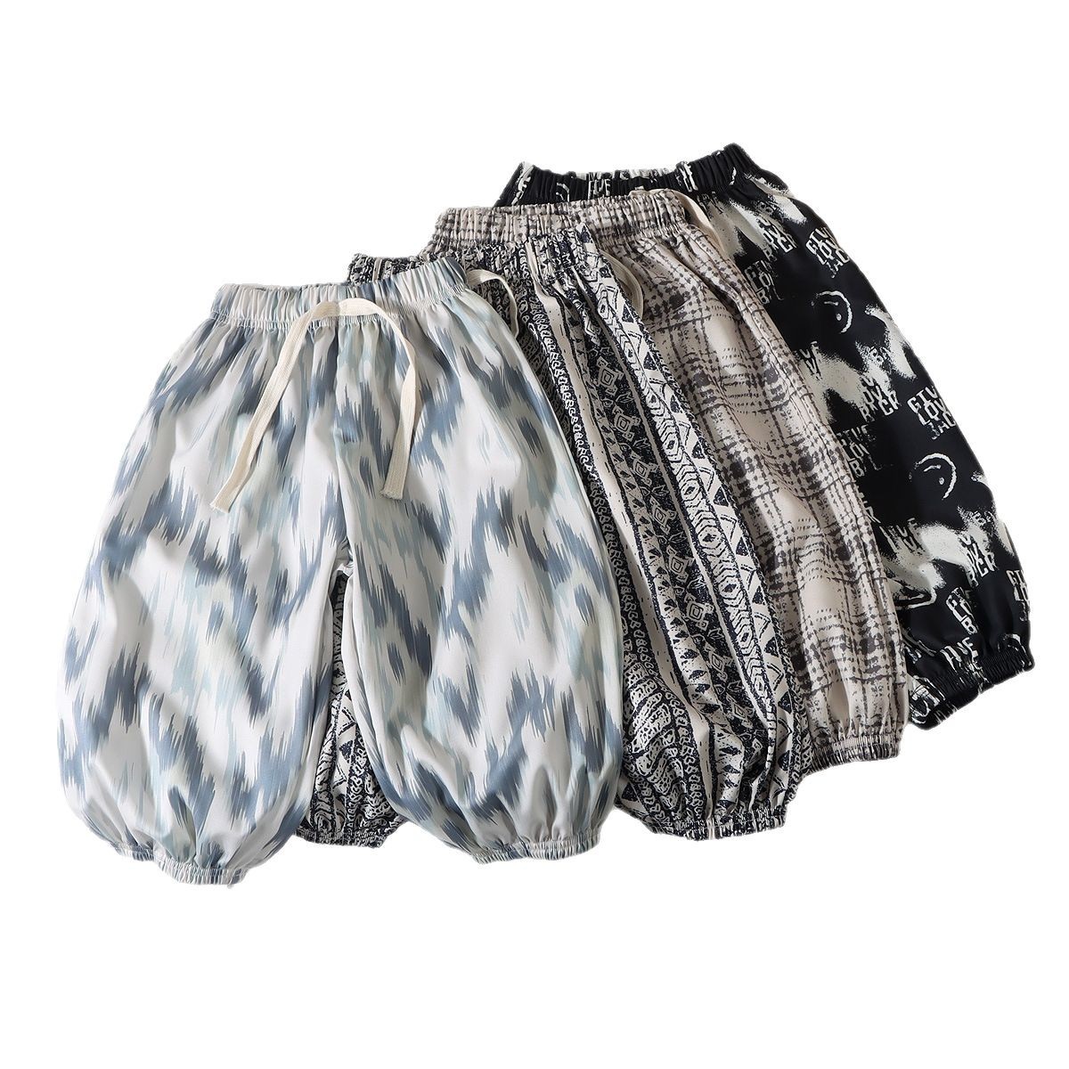 Picture of Children's Anti-mosquito Pants Ice Silk Tie-dyed Thin Lazy Pants Baby Summer Household Loose Pajama Pants High Waist Casual Pants
