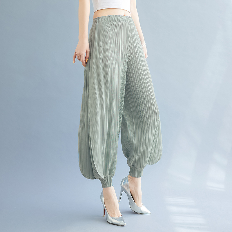 Fashion Elegant Miyake 2025 Pants Wide Leg Pants Pleated Pants Women's Pleated Pants Thin Bloomers Pants Loose Slimming