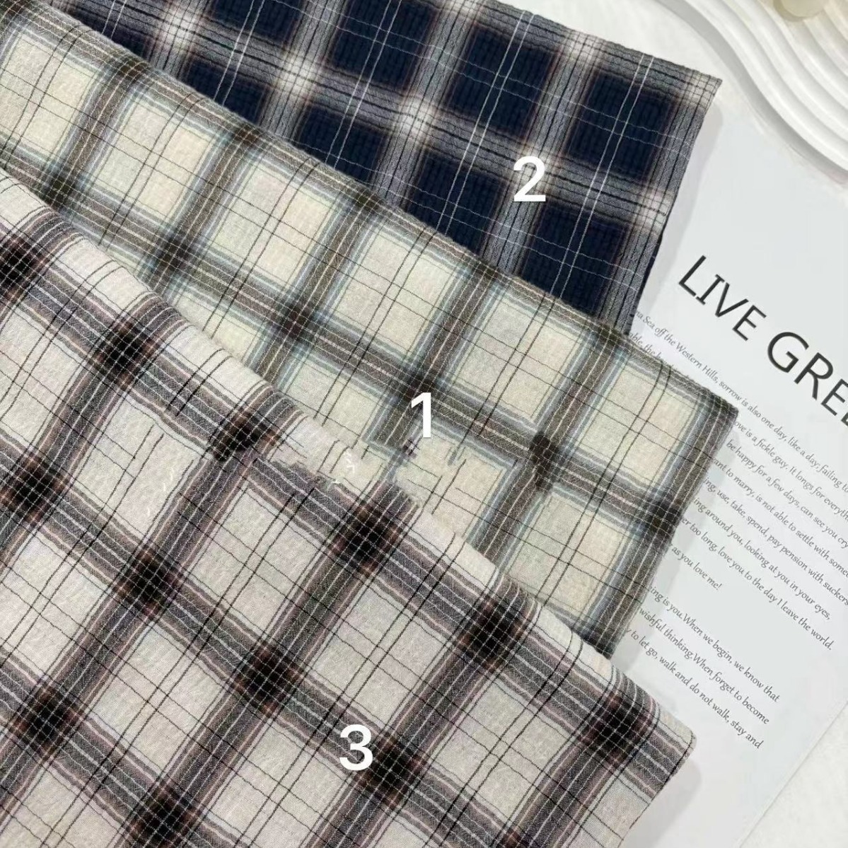Cotton Wrinkled Plaid Shirt Tablecloth Dress Retro Style Plaid Japanese Style Plaid Skirt Kidsren's Clothing Apron Fabric