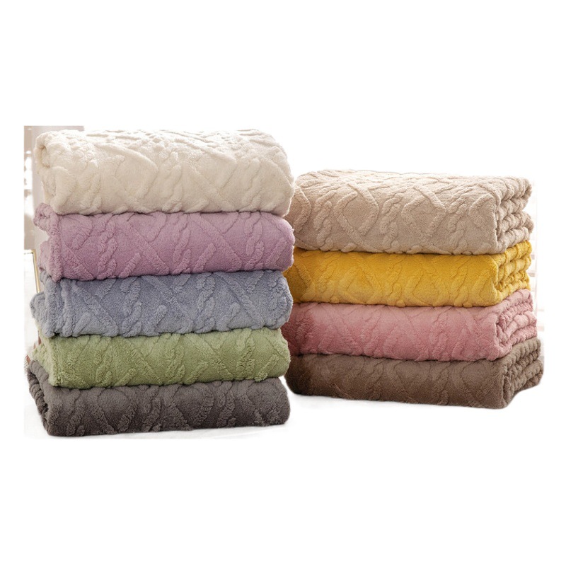 Picture of Solid Color 3D Jacquard All Year Round Taffeta Blanket Quilted Flannel Spring and Summer Nap Blanket Cover Small and Super Soft