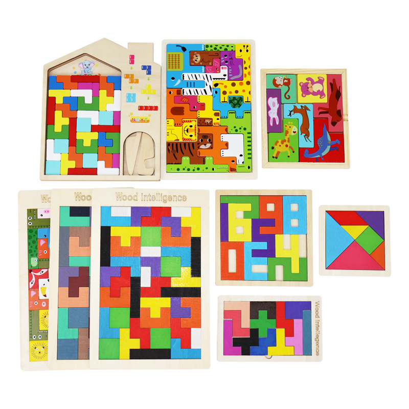 Picture of Factory Wooden Early Education Boys and Girls Accumulates Tetris Jigsaw Puzzle 3456-year-old Children's Educational Toys