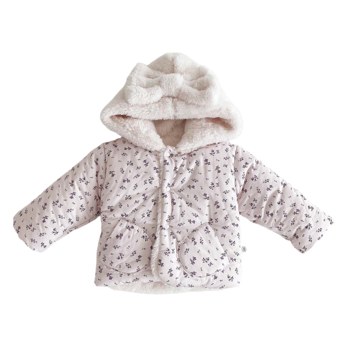 Korean Style Winter Clothing Girls Thickeneded Outwear New Baby Girl Warm Bow Hooded Cute Outwear Cotton Jacket