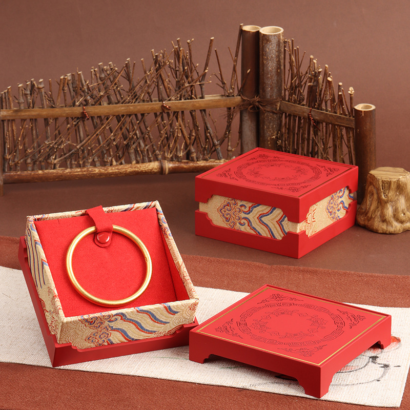High-End Ancient Jewelry Box Gold Bracelet Pendant Dual-Purpose Chinese Style Retro Heaven and Earth Cover Heritage Jewelry Box
