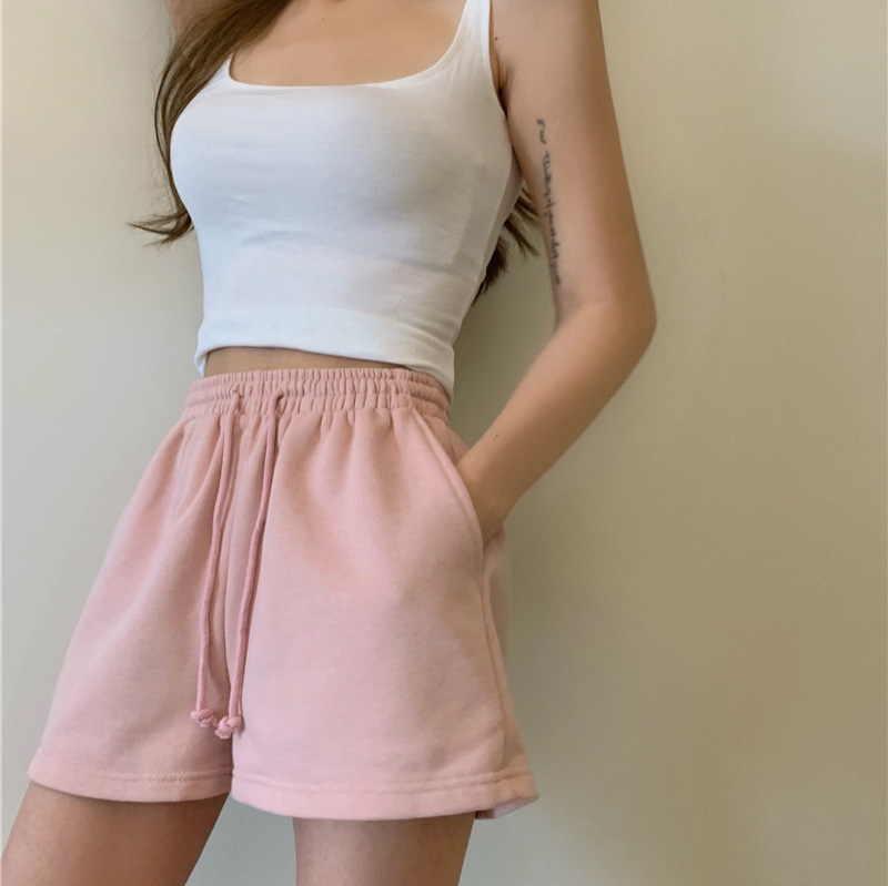 Picture of Loose casual sports pants ladies summer high waist slim straight pants 2022 new students wide leg short pants