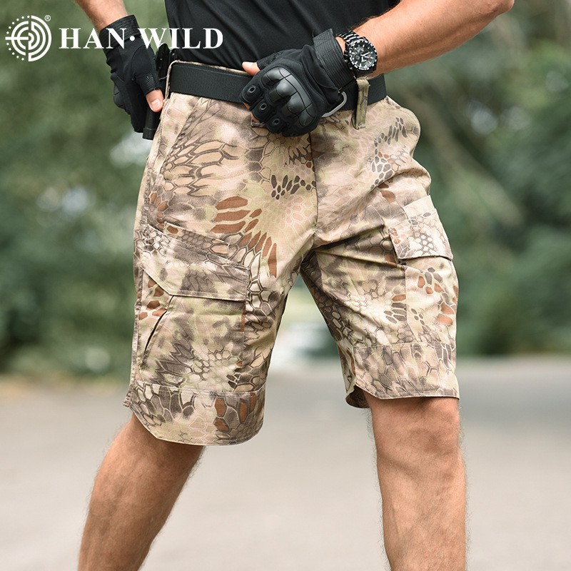 Picture of Hanye outdoor wholesale slim camouflage tactical shorts men's summer outdoor elastic breathable multi-bag working pants