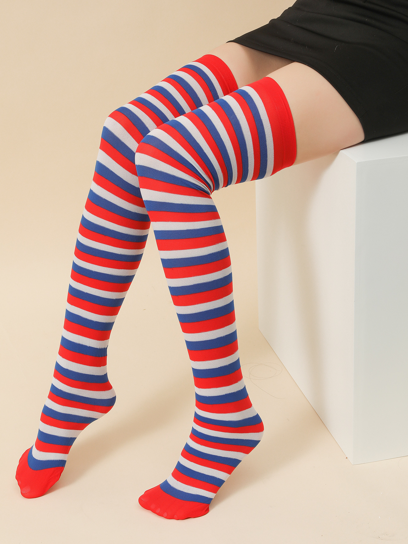 Picture of Halloween Christmas Striped Stockings Party Costume Accessories Over-the-Knee Stockings Striped Pantyhose