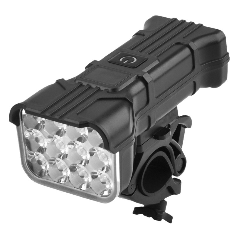 New bicycle horn light 12led bright mountain bike riding warning light with digital display large capacity USB headlight